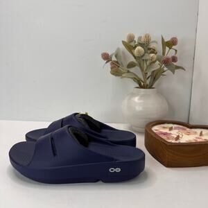 OOFOS OOahh Sport Slide Slip On Blue Women 6/Men 4 NWOT Cushion Comfort Shoe
